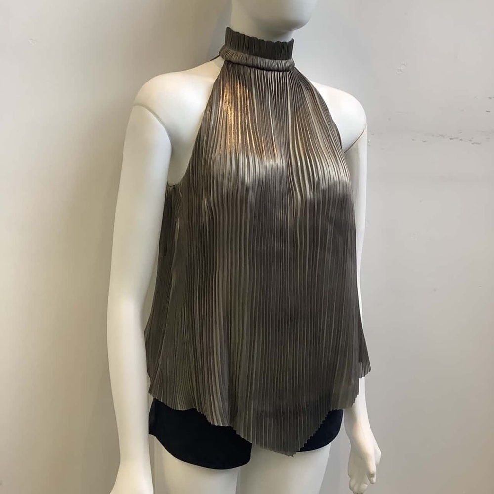 Elegant Silver Gold Crush Top Sass & Bide Sleeveless